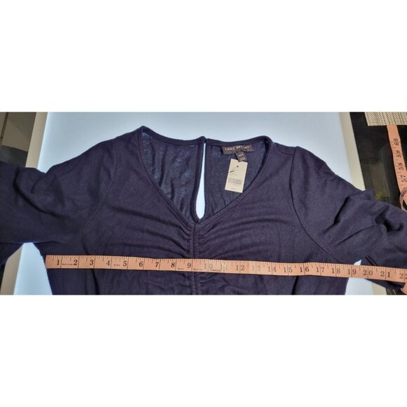 Lane Bryant Navy Blue 3/4 Sleeve Crew Neck Drawstring Waist Jumpsuit 14/16 - Picture 9 of 13